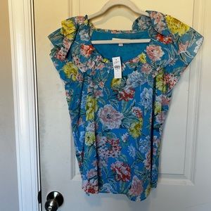 Blue floral blouse